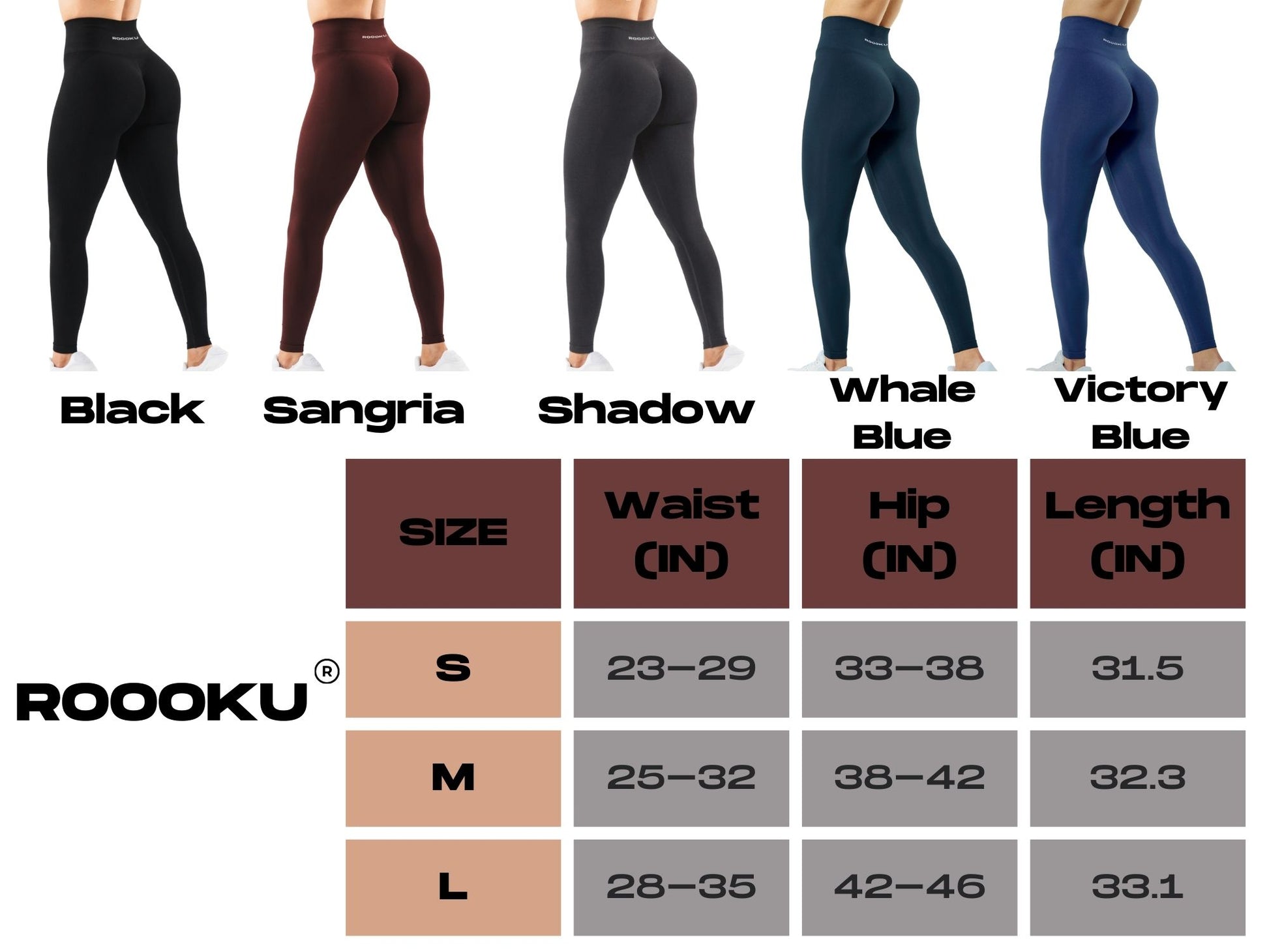 ROOOKU Gym Leggings for Women Squat Proof Workout Leggings Butt